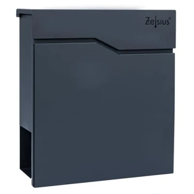 Afbeelding van Zelsius brievenbus Wave met krantenvak, RAL7016 antraciet, geïntegreerd soft close effect, wand of staande montage, brievenbus, wandbrievenbus,