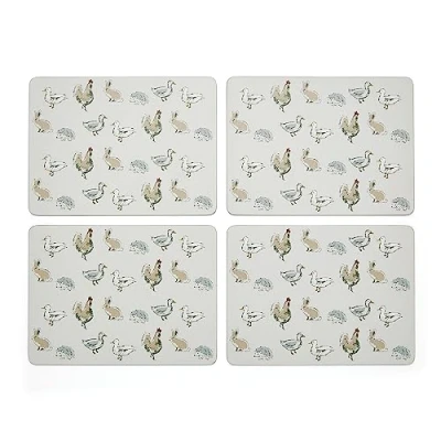 Afbeelding van Cooksmart Set van 4 tafelmatten placemats voor tafel met Britse designs alle soorten keukens landdieren