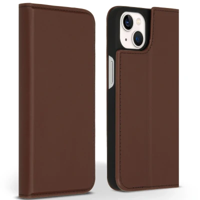 Afbeelding van Apple iPhone 13 Hoesje Echt leder Accezz Bookcase Bruin Telefoonhoesje