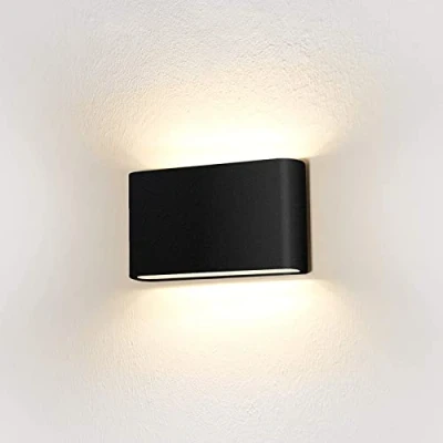Afbeelding van HLFVLITE LED wandlamp binnen buiten 6W decoratieve waterdicht IP54 Up Down wandverlichting, 3000K warm wit, zwart