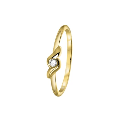 Afbeelding van Lucardi Dames Ring met zirkonia Cadeau voor vrouwen 14 Karaat Goud Geelgoud