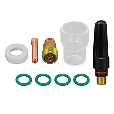 Afbeelding van RIVERWELD TIG Stubby gaslens spantanglichaam 17GL332 2,4 mm spantang 10N24S en glazen beker #12 Kit voor DB SR WP 17 18 26 toortslasaccessoires 9 stuks
