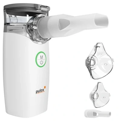 Afbeelding van Pulox IN 100 Inhalator Elektrische, draagbare Vernevelaar Stille Nebulizer met accessoireset voor kinderen en volwassenen bij hoest verkoudheid