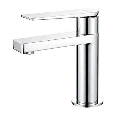 Afbeelding van Badkamerkranen Wastafelkraan met waterbesparende functie, G3/8 Inch aansluitingen Enkele handgreep Badkamerkraan, Comfort Hoogte (103 mm), Chroom