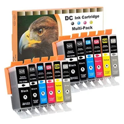 Afbeelding van D&amp;C 12x inktcartridges compatibel voor Canon PGI 525 CLI 526 Pixma IP4840 IP4850 IP4900 MG5140 MG5150 MG5240 MG6100 MG6150 MG6200 IP4950 IX6550MG6150 IX6550MG65300 MG5340