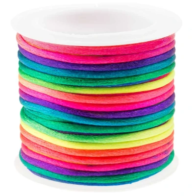 Afbeelding van Satijnkoord (1 mm) Multi Color (30 Meter)