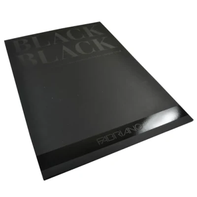 Afbeelding van Fabriano 19100393 Black Block, diepzwart papier met mat, ongecoat oppervlak, 300 g/m2, DIN A2, 20 vellen, ideaal voor pastels, kleurpotloden en marker, zwart