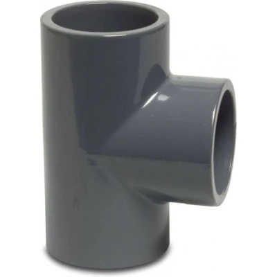 Afbeelding van T stuk 90 graden PVC U 50 mm lijmmof 16 bar grijs