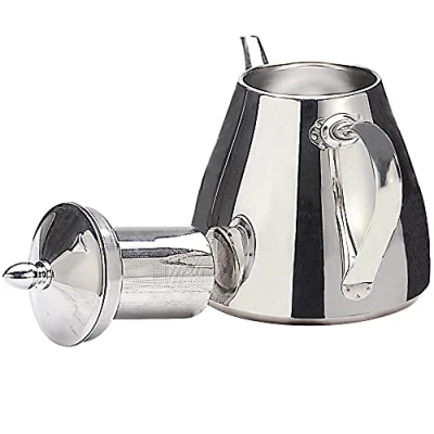 Afbeelding van SANQIAHOME Roestvrijstalen theepot, Koffiepot met verwijderbare zeef of filter, Geschikt voor inductiekookplaat, holle handgreep, thuis restaurant(met 1,2 liter)