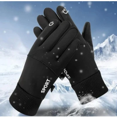 Afbeelding van Fleece handschoenen Zwart Maat L Waterdichte Touchscreen Winter 2023 Scooter / Fiets Wandelen Heren en Dames Sport Sinterklaas Kerst