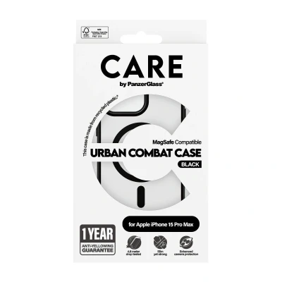 Afbeelding van CARE by PanzerGlass Flagship Case Transparant Urban Combat w. Zwart MagSafe iPhone 15 Pro Max