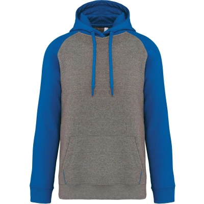 Afbeelding van PROACT Tweekleurige sweater met capuchon volwassene PA369 Grey Heather / Black