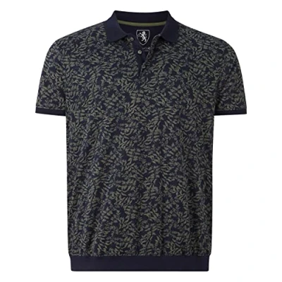 Afbeelding van Charles Colby regular fit polo EARL MENNETH Plus Size met all over print donkerblauw