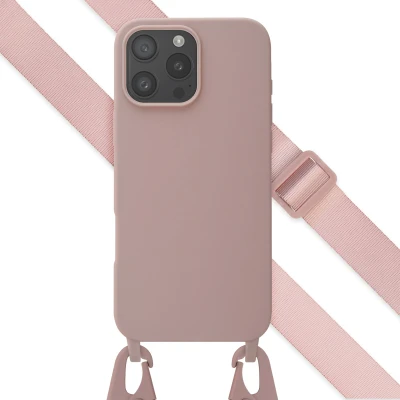Afbeelding van Apple iPhone 16 Pro Max Hoesje Siliconen en TPU (zacht) Selencia Softcase/Koordhoesje/Backcover Roze Telefoonhoesje