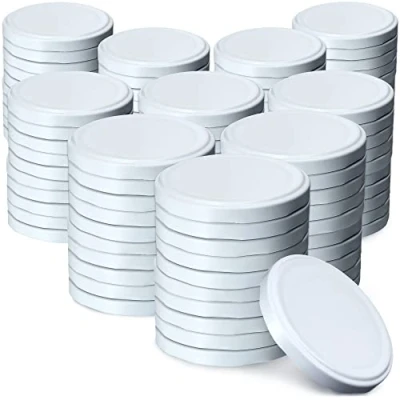 Afbeelding van KADAX Schroefdeksel met diameter van 82 mm, metalen twist off deksel, reservedeksel voor inmaakpotten en weckpotten, deksel 6 inkepingen (100 stuks, wit)