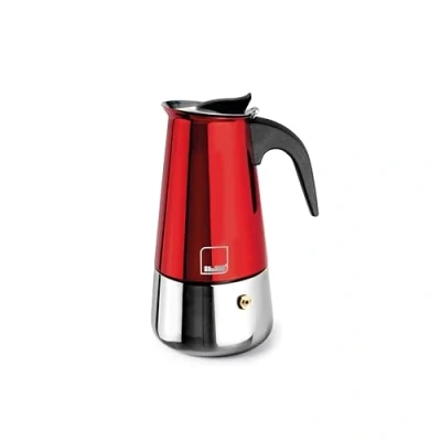 Afbeelding van IBILI Moca Rosso espressomachine, 4 kopjes, 185 ml, roestvrij staal, geschikt voor inductie