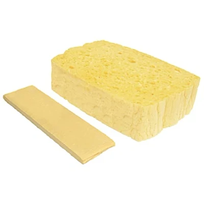 Afbeelding van Spontex Bronspons van 100% biologisch afbreekbare cellulose, 1 x verpakking 10 stuks, in gerecyclede en recyclebare PET zak, absorberend, elk 135 90 37 mm