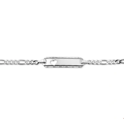 Afbeelding van Zilveren Graveerarmband hart figaro plaat 5 1005685 13 cm