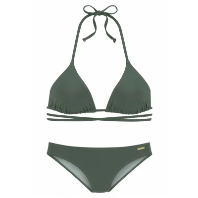 Afbeelding van Bruno Banani Triangle Metric SET Bikini, Dames, Maat: 40xC/D, Oliv