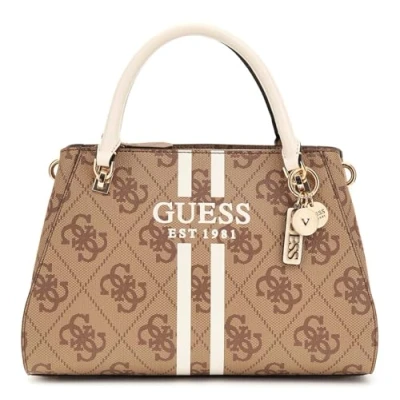 Afbeelding van GUESS Handtas Schoudertas Noelle II Luxury Satchel Bag Latte Logo Lichtbruin