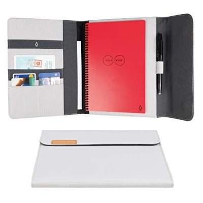 Afbeelding van Rocketbook Capsule 2.0 Etui portefeuille voor core, panda en fusion plastic, 100% recyclé, porte stylo, fermeture magneet, grijs, formaat A5