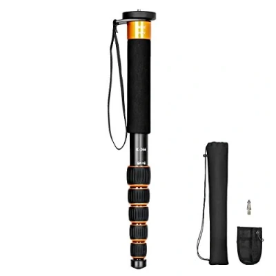 Afbeelding van Koolehaoda Monopod met 6 secties, draagbare unipod stok, compact, van aluminiumlegering, max. 7 kg, vouwmaat is slechts 38 cm (oranje)