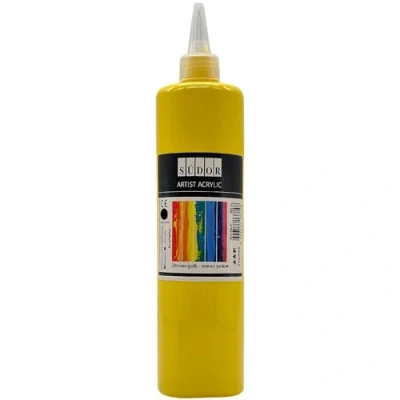 Afbeelding van SÜDOR Acrylverf 500 ml Geschikt voor acrylgietering, sterk gepigmenteerde schilderverf schilderkunst op hout, canvas, steen, papier, stof, metaal. Waterbestendig. veganistisch (citroengeel)
