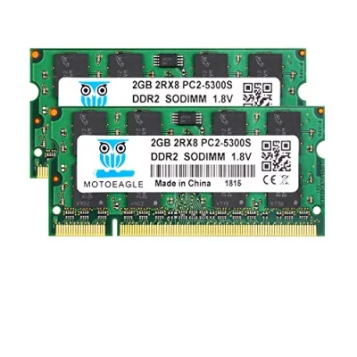 Afbeelding van 4GB (2x2GB) PC2 5300 SODIMM RAM DDR2 667MHz 2Rx8 2GB 5300s 666MHz werkgeheugen 200 pin CL5 1,8V notitieboek voor iMac, Mac Mini, MacBook, MacBook Pro, Intel
