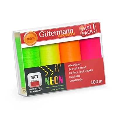 Afbeelding van Gütermann 734463 Set Neonnaaigaren 4x100m