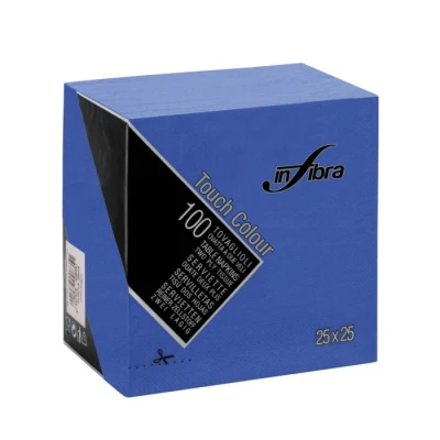 Afbeelding van Servet Infibra 25x25cm 1/4 vouw 2 Laags Donkerblauw 3000 Stuks