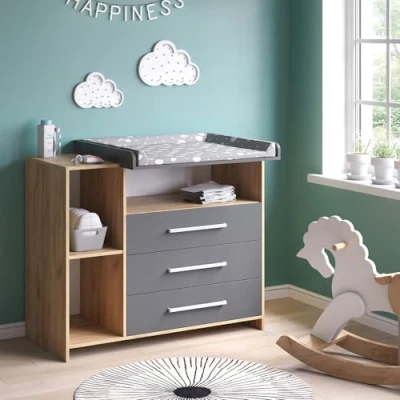 Afbeelding van Vicco Commode &quot;Oskar&quot;, Krachtige eik goud/Antraciet, 113 x 100 cm