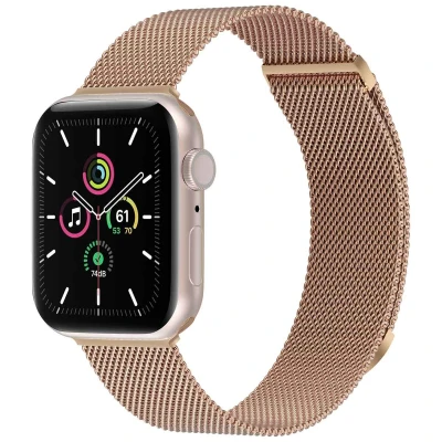 Afbeelding van Apple Watch bandje Milanees Rosé goud Geschikt voor Series1/2/3/4/5/6/7/8/9/10/SE (38/40/41 mm) Series 10 (42 Maat S