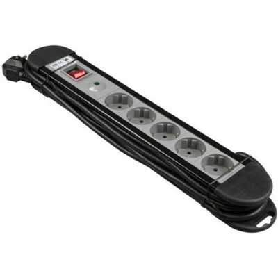 Afbeelding van VB Extend Stekkerdoos Verlengsnoer met Schakelaar en Randaarde Lengte Snoer 3 meter x 1.5 mm² 5 Voudig Zwart