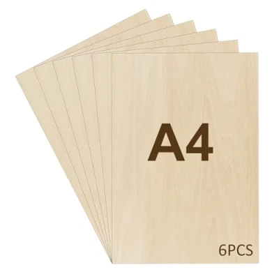 Afbeelding van WISYOK 6x Multiplex, A4 Multiplex Platen 2mm, Multiplexplaten, Houten om te Knutselen Ideaal voor doe het zelf houtbewerking, laserbewerking, pyrografie, modelbouw, geschenken 300x210*2mm