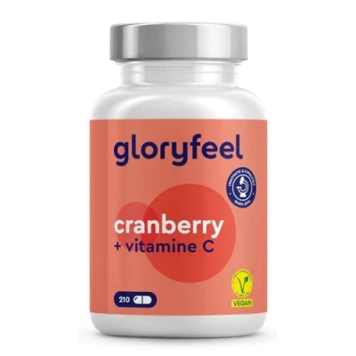 Afbeelding van Cranberry capsules met vitamine C 50:1 extract (gelijk aan 25.000mg veenbessen per dagelijkse dosis) 210 laboratorium getest, veganistisch, hooggedoseerd, zonder ongewenste toevoeging