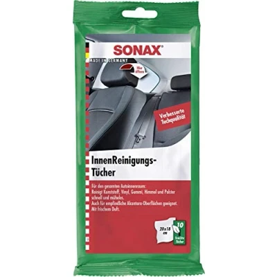 Afbeelding van SONAX Reinigingsdoekjes voor binnengebruik (10 stuks) snelle, eenvoudige en grondige reiniging van alle oppervlakken in het interieur voertuig art.nr. 04159000