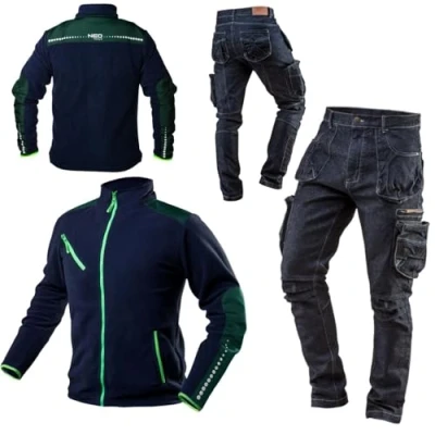 Afbeelding van NEO TOOLS Heren werkbroek denim/set, lang, 8 zakken, maat XS 3XL, versterkte naden, geproficeerd kniegebied, gemengd weefsel 98% katoen, 2% elastaan 410 g/m2 multifunctionele cargo look, Denim