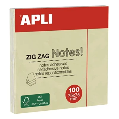 Afbeelding van APLI 12078 — Zigzag Classic Sticky Notes 75 x mm Pad van 100 vellen geel