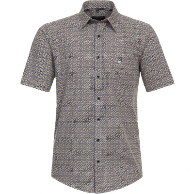Afbeelding van Casa Moda Casual Fit Overhemd Korte mouw geel/blauw