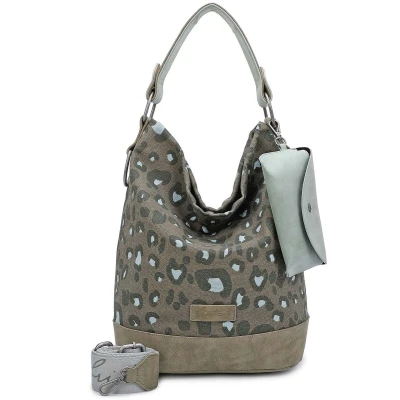 Afbeelding van Fritzi aus Preußen Schoudertas Canvas Izzy07 Olga Hobo Bag Leo Jungle Olijfgroen