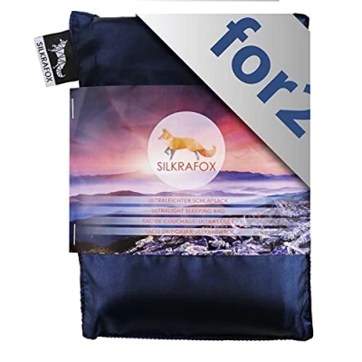 Afbeelding van Silkrafox voor 2 ultralichte slaapzak personen, huttenslaapzak, inlaat, zomerslaapzak, kunstzijden slaapzak, blauw