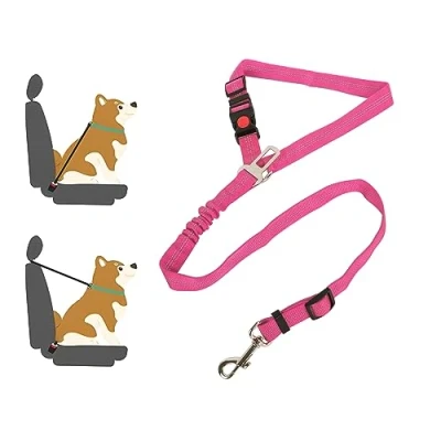 Afbeelding van Lollanda Veiligheidsgordel voor honden, hondenriem autostoelen, met reflecterende riemen en buffertouwen, verstelbare riem grote, middelgrote kleine honden (roze rood)