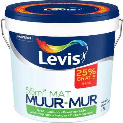 Afbeelding van Levis Muur Mat Wit 5 L