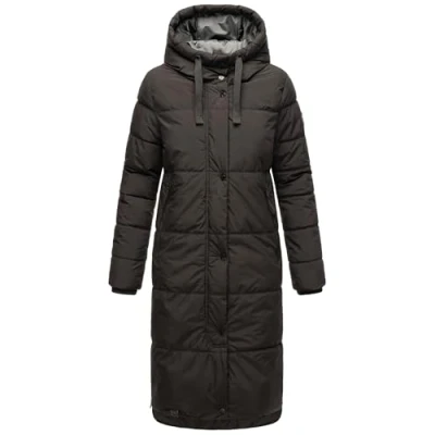 Afbeelding van MARIKOO Soranaa Winterjas voor dames, warm, gewatteerd, lang, met capuchon, XS XXL, zwart, M