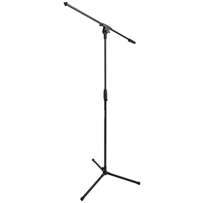 Afbeelding van Amazon Basics Microfoonstandaard met driepoot zwenkarm, tot 218 cm, kantelbaar en verstelbaar, ultralicht staal, vervoerbaar, compatibel adapter van 95 160 mm, zwart
