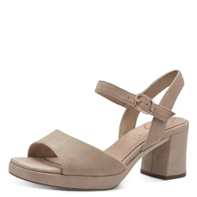 Afbeelding van Tamaris Comfort Sandalen, Dames, Maat: 38, Beige suede Leer