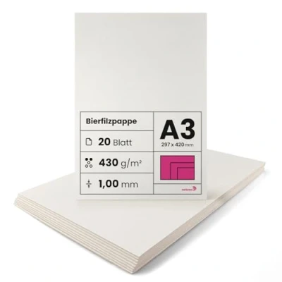 Afbeelding van Netuno Knutselkarton, crèmewit, DIN A3, 297 x 420 mm, 1,00 430 g, karton voor knutselen, Fins houtkarton, boekbinderskarton, knutselwerk, biervilt, bierdeksel, dik wit