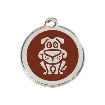 Afbeelding van Dog Brown roestvrijstalen hondenpenning medium/gemiddeld dia. 3 cm RedDingo