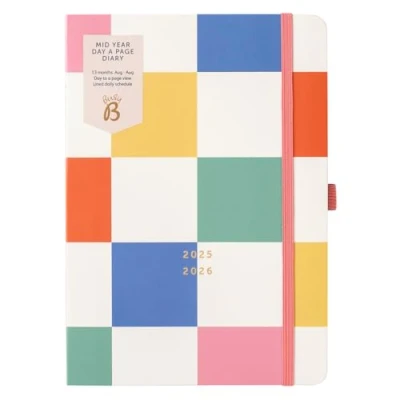 Afbeelding van Busy B A5 Dagboek met A Pagina Mid Year Academische Planner Aug &#039;25 &#039;26 Veelkleurige Journal Cover Dag een Planner, Pen Loop, Notes, Tijdschema&#039;s Jaar &amp;