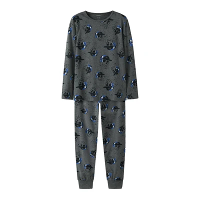 Afbeelding van NAME IT Jongens Nkmnightset dark grey Mel Skull Noos, melange, 110 116